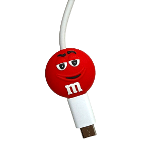 Protetor de Cabo Usb e Carregador - M&M vermelho