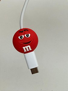 Protetor de Cabo Usb e Carregador - M&M vermelho