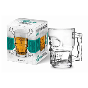 Caneca Chopp Caveira Vidro -