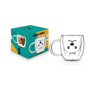 Caneca - Vidro Duplo 250ml - Cachorro
