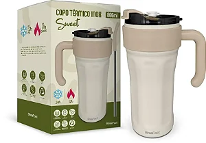 Copo Térmico Sweet C/ Canudo 800ml - Bege
