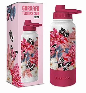 Garrafa Térmica Sun Max c/ base silicone 800ml - Borboleta