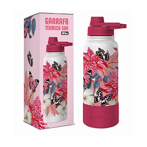 Garrafa Térmica Sun Max c/ base silicone 800ml - Borboleta