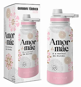 Garrafa Térmica Sun Max c/ base silicone 800ml - Mãe melhor amor do mundo