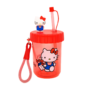 Copo Canudo Flip Infantil Hello Kitty