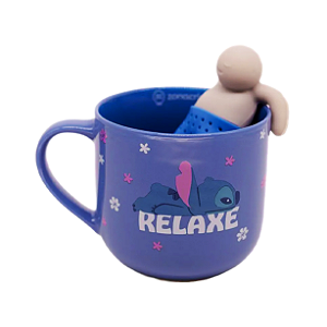 Caneca com Infusor - Stitch Relaxe