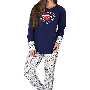 Pijama Feminino Space Branco Longo