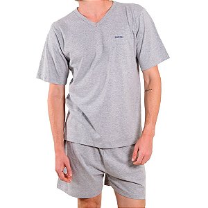 Pijama Masculino Curto Cinza Mescla