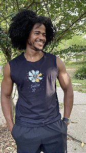 Camiseta regata machão Dom Cap  Flower Preta