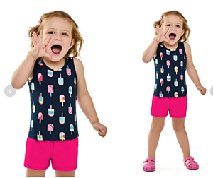 Conjunto Infantil Menina Regata Sorvetes e Short Moletinho -  Elian - Re 232197