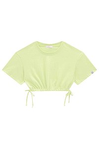 Blusa Cropped Over em Meia Malha Infanti -Amarelo Neon REF61645