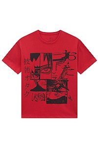 Camiseta Masculina Infantil Manga Curta Naruto Johnny Fox -Vermelha REF60176