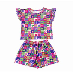 Conjunto Infantil Menina - Blusa Com Babado na Manga - Short