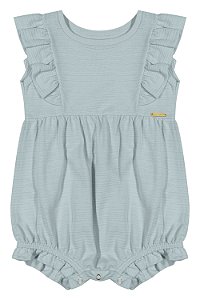 Body Bebê Menina com Franzido Colorittá Azul - Ref 71135
