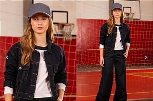 Jaqueta Cropped Jeans Preto - Juvenil Menina - Elian Beats - Jeans Preto - Ref 271745