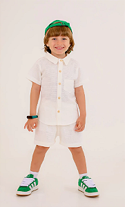Conjunto Masculinino Infantil Camisa e Bermuda - Conjunto Guilherme