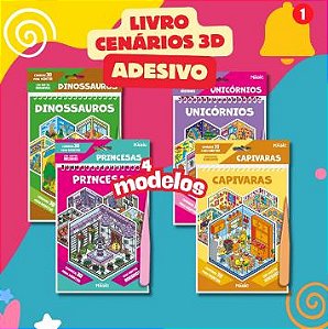Caderno Adesivos 3d - com Cenários para Montar e Decorar