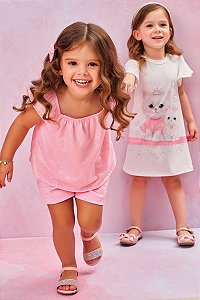 Vestido em Meia Malha Textura Infantil Off - Ref 77666 Kukiê
