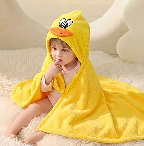 Toalha de Banho Bebê -Peluciada Felpuda - Capuz Infantil Com Orelhinha - 95 x 65cm