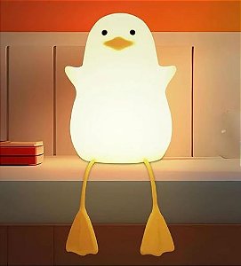 Luminária Noturna Touch de Silicone com LED - Recarregável USB - Com Timer e Sensor de toque- Luz Suave, Abajur, Decoração para quarto - (Patinho)