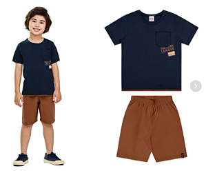 Conjunto Infantil Menino Sport Chic - Elian - Azul/Terracota - Ref 241396