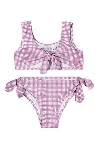 Biquini Top Infantil Feminino Top e Calcinha Quadriculada Rosa - Elian - Ref 232060