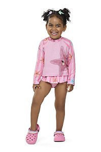 Biquini Infantil Feminino Conjunto Blusa e Calcinha Rosa - Estrela do Mar - Elian - Ref 232391