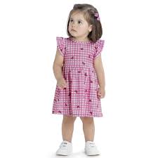 Vestido Xadrez Borboleta Bebê Malha - Elian - Ref211488