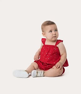CONJUNTO INFANTIL MENINA REGATA EM ALGODÃO E SHORTS EM VISCOLINHO MALWEE KIDS - VERMELHO REF116220