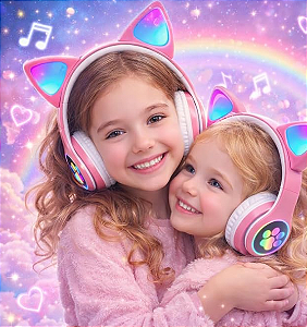 Fone Orelha Gatinho - Sem Fio - Com Led E Bluetooth