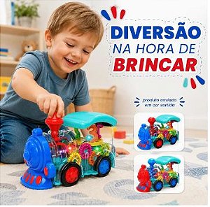 Brinquedo - Super Trem Transparente - Musical - Luz - 3d - Bate Volta
