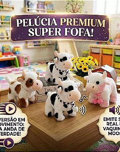 Vaquinha de Pelúcia - Anda e Emite Som - Brinquedo Infantil Interativo - Pelúcia Premium Super Fofinho
