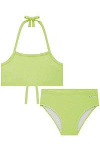 Conjunto de Biquíni em Malha com Proteção UV 50+ Verde Neon - Ref 74403 - Kukiê