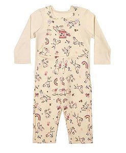 Conjunto Bebê Menina Jardineira Inverno - Estampa Coelhinhos Off - Elian - Ref 211740