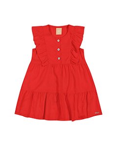 Vestido Infantil Regata em Viscose Sarjada Colorittá -Vermelho REF173424