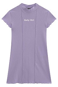 Vestido Infantil Regata e Gola em Canelado Baby Girl VicVicky -Roxo REF60655