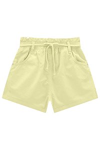 Shorts Feminino Infantil em Sarja Empapelada Kukie -Amarelo REF60198