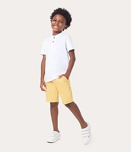 CONJUNTO INFANTIL MENINO CAMISETA E BERMUDA EM MOLETINHO MALWEE KIDS BRANCO REF113179