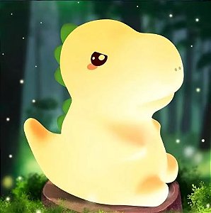Luminária Dinossauro - Abajur Silicone - Muda Cor Recarregável - Led