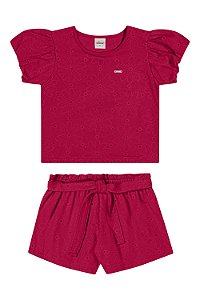 Conjunto Feminino Infantil Blusa e Short Estampado Flor - Elian - Ref 251973