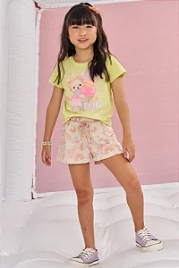 Conjunto de Blusa em Meia Malha e Shorts em Moletom Linho - Ref 77383 - Infanti