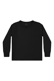 Camiseta Manga Longa Elian Básica Juvenil Masculina Com Punho Algodão Preta - Ref 51026