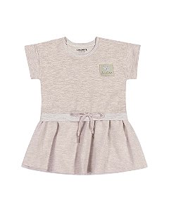 Vestido Infantil Manga Curta com Tule Coloritta -Cinza REF173399
