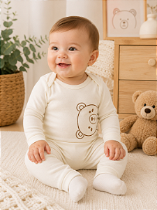 Conjunto Bebê Body + Calça Ursinho – Conforto e Delicadeza - Unissex