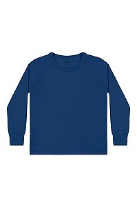 Camiseta Manga Longa Elian Básica Juvenil Masculina Com Punho Algodão Azul Marinho - REF 51026