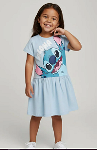 Vestido Infantil Feminino - Stitch Azul