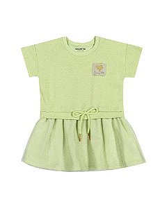 Vestido Infantil Manga Curta com Tule Coloritta -Verde REF173399