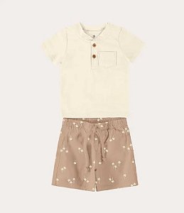 CONJUNTO INFANTIL MENINO EM ALGODÃO E SARJA STRETCH MALWEE KIDS OFF WHITE REF112663