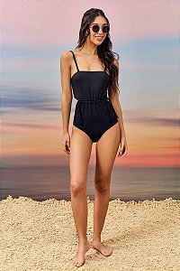 Maiô em Malha Uv Dry 50+ Preto Feminino Juvenil - Ref 74889 - Lilimoon