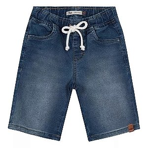 Bermuda Jeans Com Recortes- Azul- Carinhoso REF112453